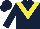Silk - Dark blue, yellow chevron, and dark blue cap
