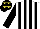 Silk - White body, black striped, black arms, black cap, yellow stars