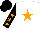 Silk - White, orange star, black sleeves, orange stars, black cap