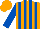 Silk - Orange and royal blue stripes, royal blue sleeves, orange cap