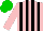 Silk - Pink, black stripes, green armband on pink sleeves, green cap