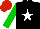 Silk - Black body, white star, green arms, red cap