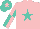 Silk - Pink, turquoise star, turquoise and pink quartered sleeves , turquoise cap, pink star