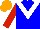 Silk - Blue, white chevron, red sleeves, orange cap