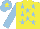 Silk - Yellow, light blue stars and sleeves, light blue cap, yellow star