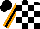 Silk - Black and white checked, orange sleeves, black stripe