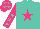 Silk - Turquoise, hot pink star, turquoise stars on hot pink sleeves,  turquoise stars on hot pink cap