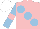 Silk - Pink, large light blue spots, light blue sleeves, pink armlets, white cap