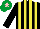 Silk - Black and yellow stripes, emerald green cap, pink star