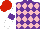 Silk - Purple, pink diamonds, white sleeves, purple armbands, red cap