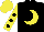 Silk - Black, yellow crescent moon, black dots on yellow sleeves, yellow cap