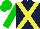 Silk - dark blue, yellow cross sashes, green arms, green cap