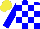 Silk - Blue and white checks, blue sleeves, yellow cap