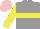 Silk - Grey, yellow hoop, yellow sleeves, pink cap