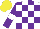 Silk - White, purple checks, purple sleeves, white armbands, yellow cap