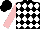 Silk - Black and white diamonds, pink sleeves