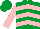 Silk - emerald green, pink chevrons, pink sleeves, emerald green cap