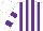 Silk - White and purple stripes, purple bars on sleeves, white cap