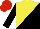 Silk - yellow and black halved diagonally, black sleeves, red cap