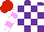 Silk - Purple, white checks, white sleeves, lilac hoops, red cap