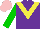 Silk - Purple, yellow chevron, green sleeves, pink cap