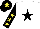 Silk - White, black star, black sleeves, yellow stars, black cap, yellow star