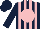 Silk - Dark blue, pink stripes, pink ball