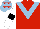 Silk - Red, light blue chevron, white sleeves, black armlets, light blue cap, red stars