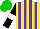 Silk - Yellow, purple stripes, black sleeves, white armbands, green cap