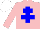 Silk - pink, blue cross of lorraine, white cap