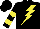 Silk - Black, yellow lightning bolt, yellow hoops on sleeves, yellow star on black cap