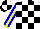 Silk - White, black blocks, yellow stripe and cuffs on blue sleeves, black and white quartered cap