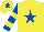 Silk - Yellow, royal blue star, royal blue and yellow hooped sleeves, yellow cap, royal blue star