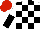 Silk - White & black check, halved sleeves, red cap