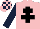 Silk - Pink, black cross of lorraine, dark blue sleeves, pink and dark blue check cap