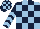 Silk - Light blue and dark blue check, dark blue and light blue chevrons on sleeves, check cap