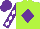 Silk - Lime green, purple diamond, lime and white diamonds on purple sleeves, purple cap