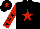 Silk - Black body, red star, red arms, black stars, black cap, red star