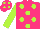 Silk - Hot pink, lime green dots, lime green sleeves, lime green dots on hot pink cap