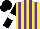 Silk - Yellow, purple stripes, black sleeves, white armbands, black cap