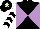 Silk - Black & mauve diabolo, white sleeves, black chevrons, black cap, beige star