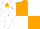 Silk - Orange and white (quartered), white sleeves, white cap, orange star