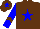 Silk - Brown, blue star, blue arms, brown chevron, brown cap, blue star