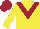 Silk - Yellow body, garnet chevron, yellow arms, garnet cap