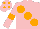 Silk - Pink, large orange spots, armlets and spots on cap