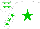 Silk - White, green star, green stars on sleeves, green stars on white cap