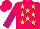 Silk - Fuchsia, lime green stars, fuchsia and purple stars on sleeves