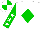 Silk - White, green diamond, green sleeves, white stars, green, quartered cap