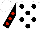 Silk - White, black dots,  red dots on black sleeves