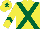 Silk - Yellow, dark green crossbelts,dark green chevron on sleeves, dark green star on cap